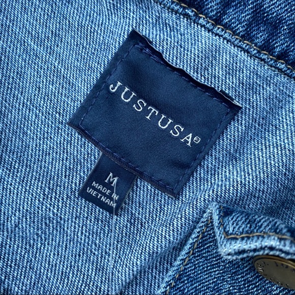 Just USA denim jacket blue cotton regular size M - Picture 3 of 4